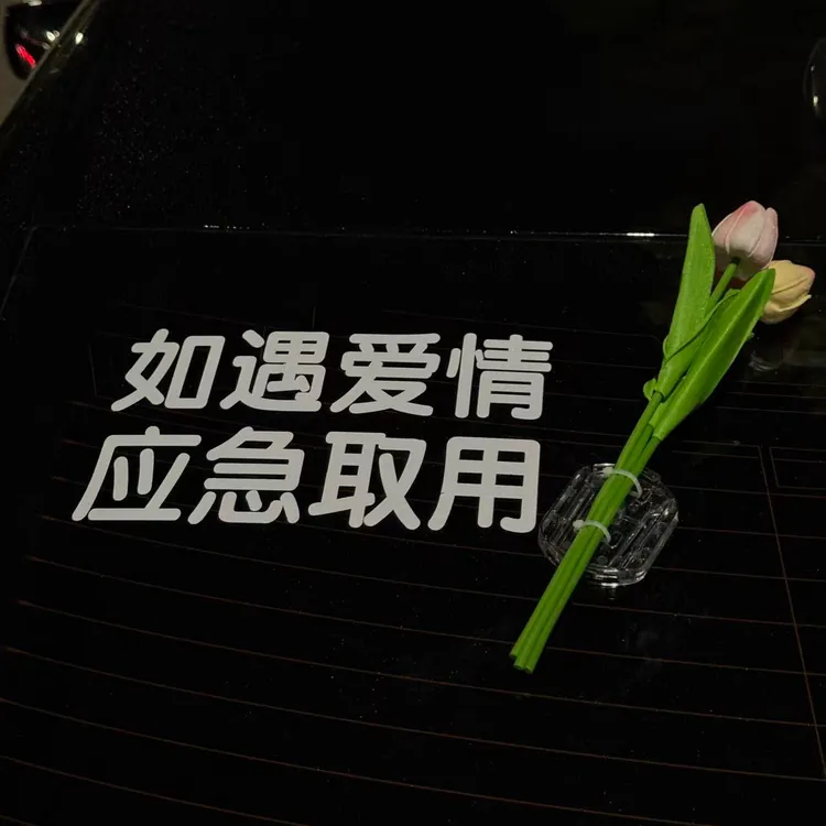 [玖玥]如遇爱情应急取用车贴纸车载郁金香花束汽车玻璃车身装饰