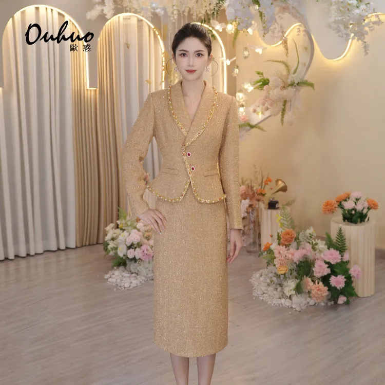 现货【米米定制】2025年秋冬新款复古礼服修身显瘦连衣裙OHDRI11064