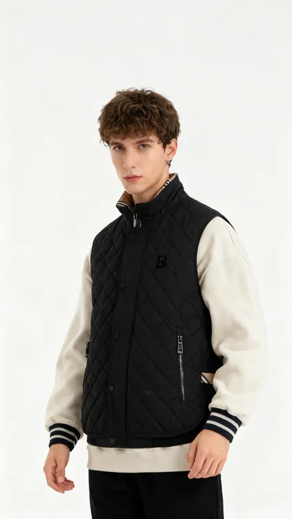 秋季新款情侣轻奢马甲休闲潮流高端棉马甲外套-9908