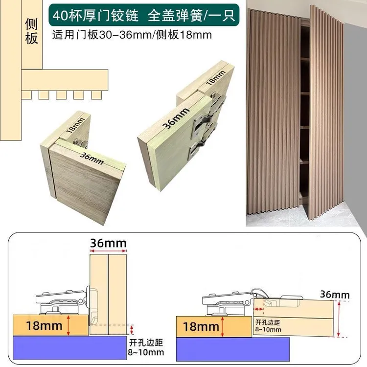厚门90度铰链骨骼线门格栅门3公分厚门36mm厚门专用125度阻尼合页
