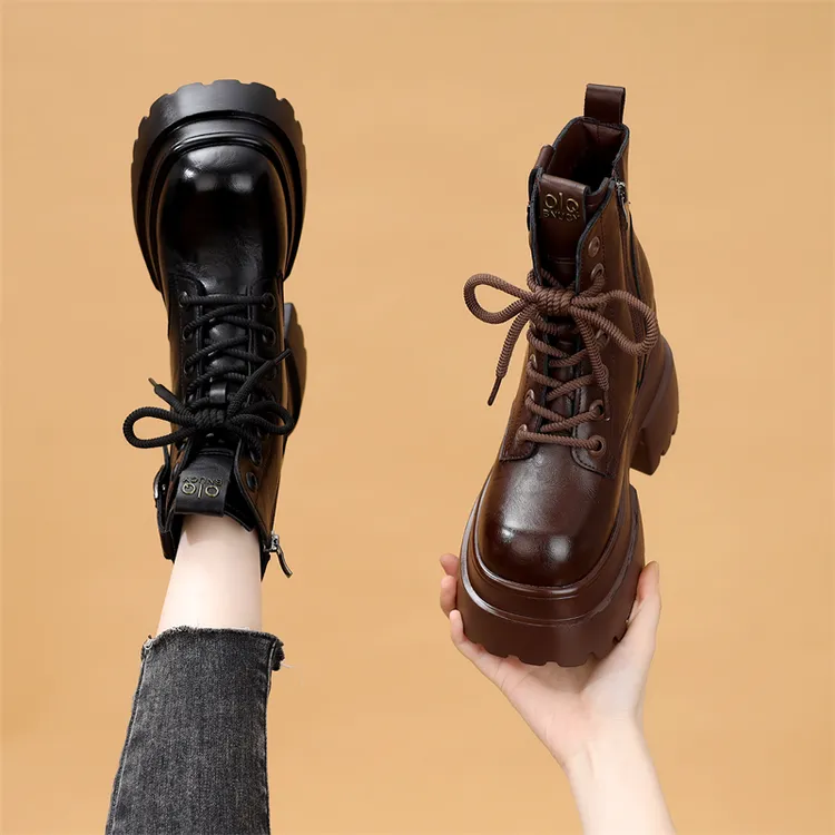 厚底内增高马丁靴女款2025冬季新款爆款加绒显瘦小个子短靴小码34