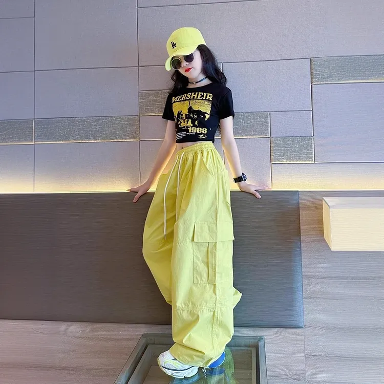 又酷又飒的女童装夏季2025新款儿童洋气夏装时髦工装裤两件套夏天