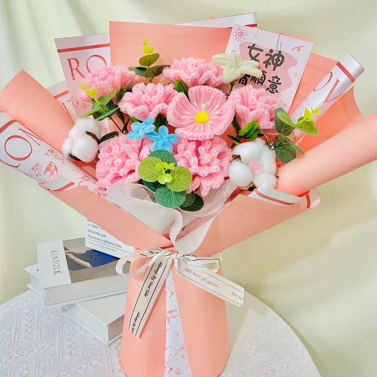 成品手工康乃馨花束送母亲节女友闺蜜妈妈朋友长辈生日节日礼物