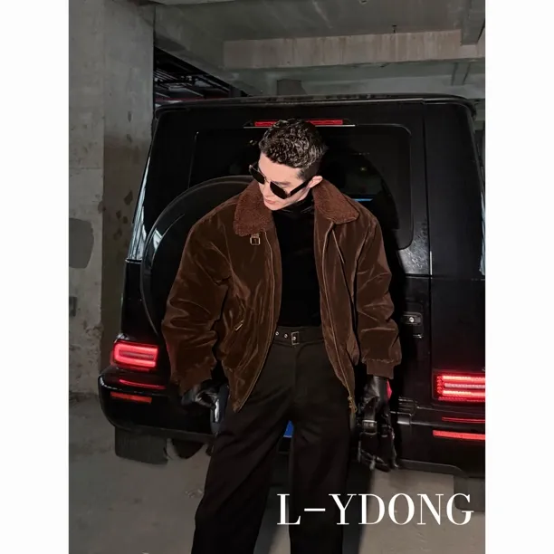 L-YDONG【冬日普罗旺斯】老钱风轻奢英伦加厚座山雕棉服夹克JK196