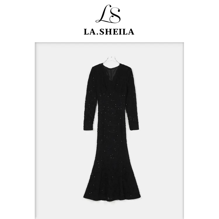 LA.Sheila植绒蕾丝满天星鱼尾连衣裙243-LYQ/1116-5309012