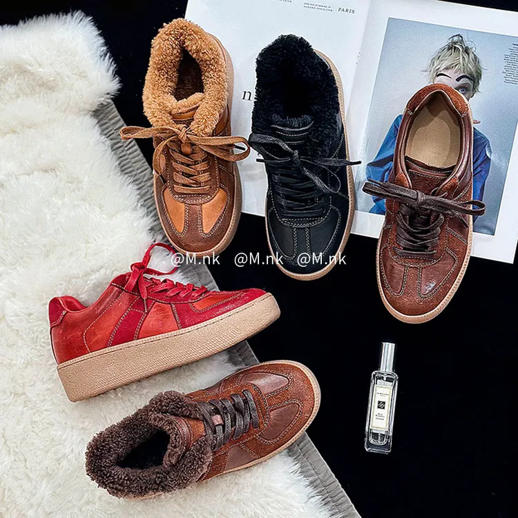 【M.nk HOME】女鞋德训鞋厚底百搭复古厚底加绒韩版百搭复古潮鞋