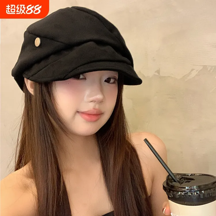 经典新版灯芯帽 女盆帽贝雷帽百搭八角ins麂皮绒帽子
