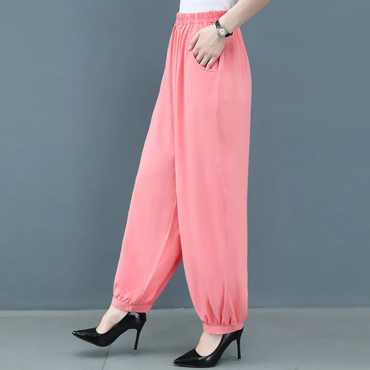 洋气休闲裤女士网红裤子夏季薄款大码灯笼裤高腰阔腿裤夏季防蚊裤