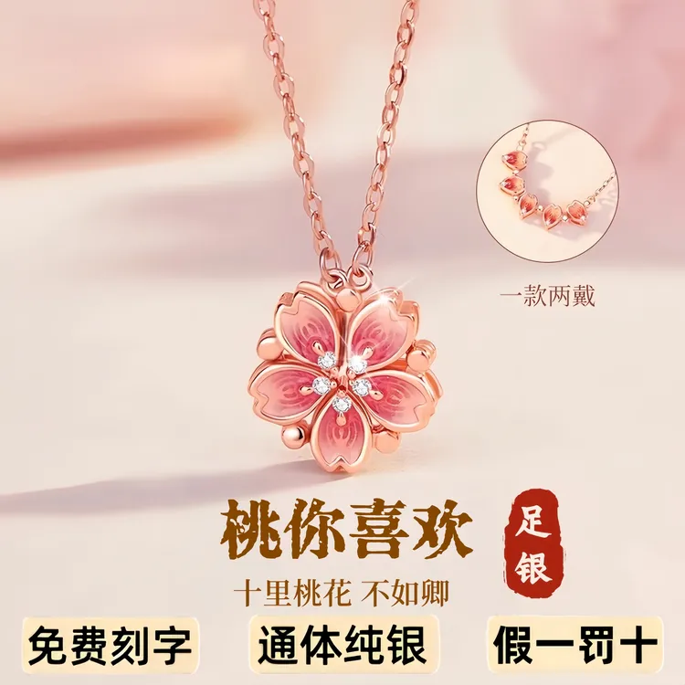 S999足银饰品纯银项链轻奢小众吊坠女款锁骨链送闺蜜女生圣诞礼物