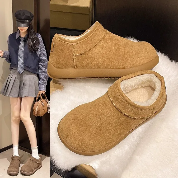 小土豆加绒勃肯鞋女百搭冬季新款加厚一脚蹬保暖雪地靴棉鞋子女款