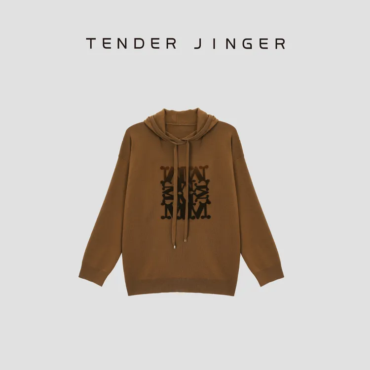 Tender Jinger羊毛运动风休闲连帽针织衫T53BBS41194