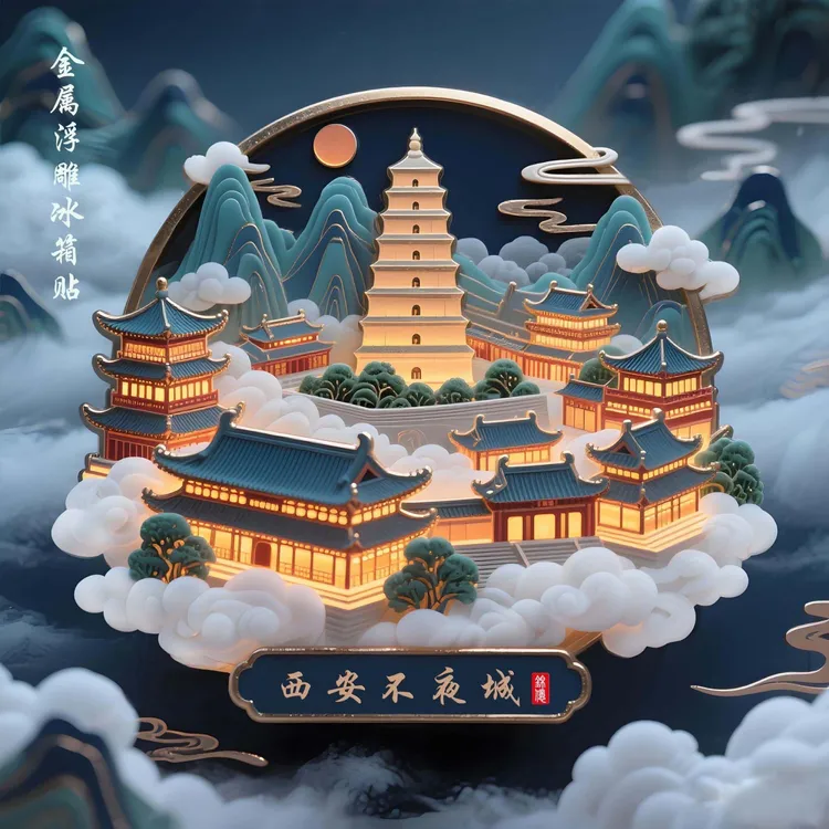 ［西安系列］金属浮雕冰箱贴磁贴立体旅游景点纪念品国潮文创冰箱贴