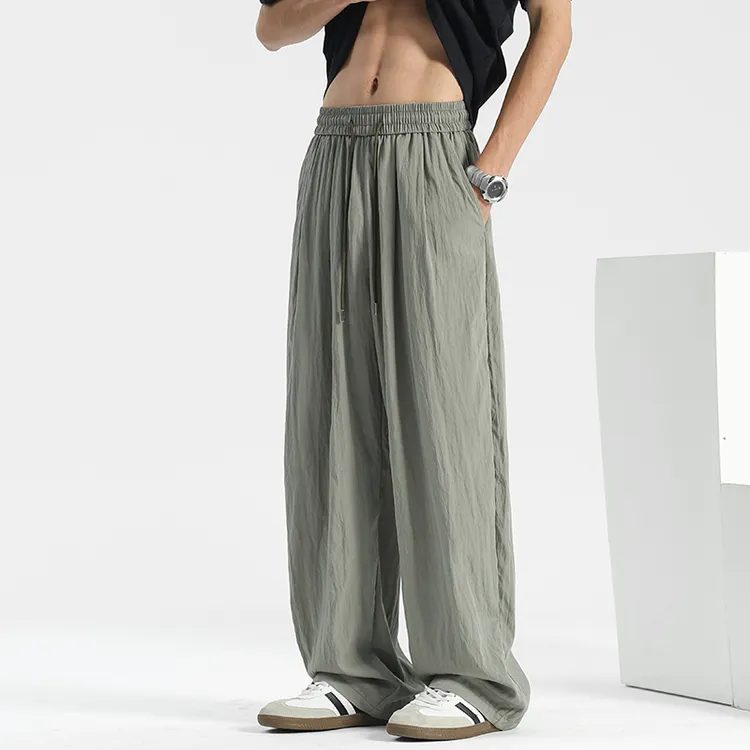殿若垂感山本裤男士夏季薄款冰丝速干宽松阔腿裤直筒新款休闲裤子