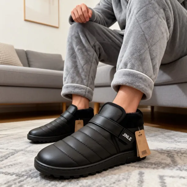 男士冬季加绒加厚防滑防水耐脏高帮皮棉鞋男士棉鞋男款