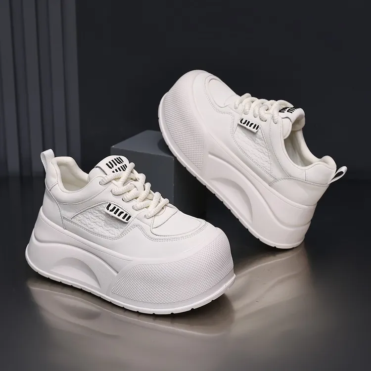 【单鞋-加绒 】7CM厚底小白鞋女2025秋冬新款保暖增高小个子板鞋