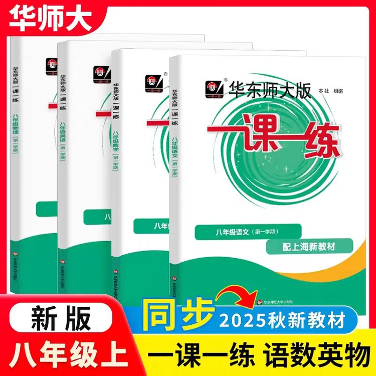 华师大配套新教材版一课一练八年级语文数学英语物理化学综合练习