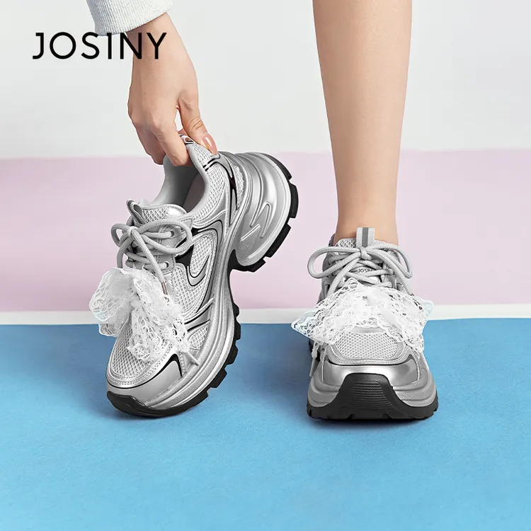 卓诗尼元气小个子增高老爹鞋2025新款透气时尚运动鞋百搭甜酷女鞋