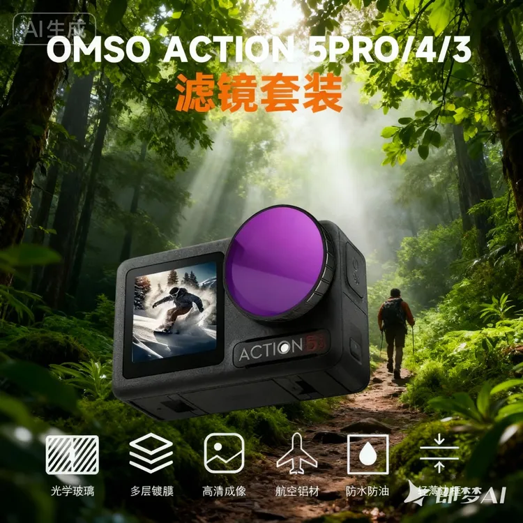 适用大疆Action3/4/5Pro运动相机UVND/CPL摄影光学滤镜