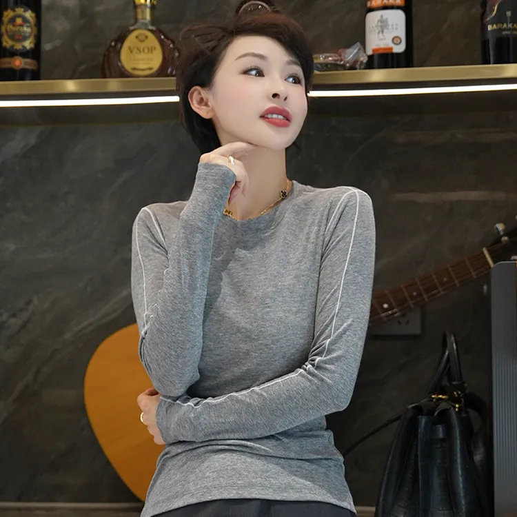 【塑性线条】修身撞色百搭T恤 ZX8636