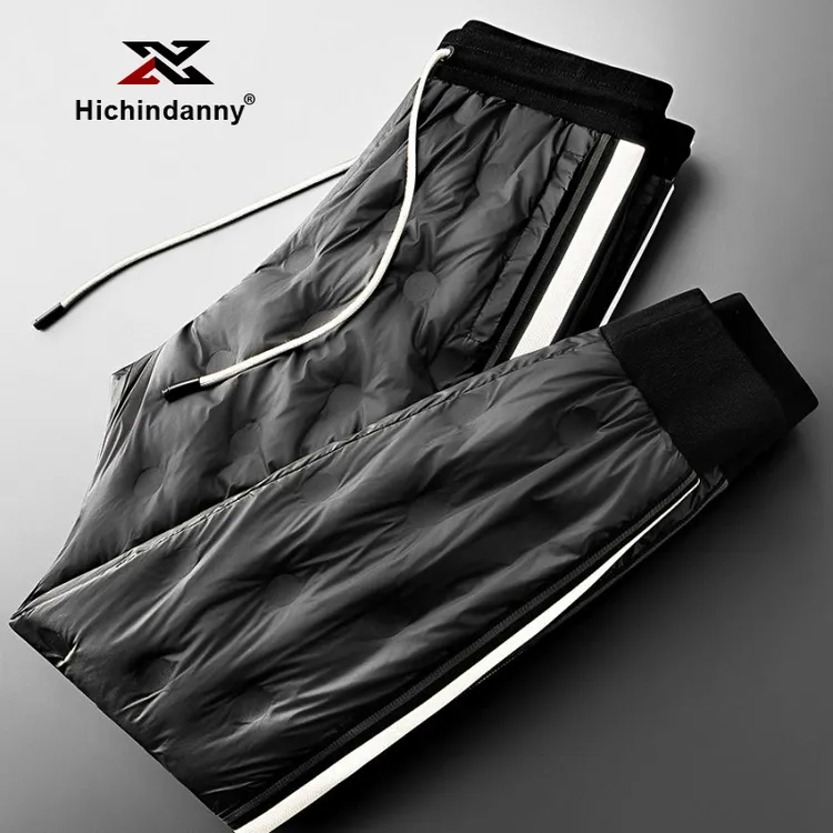 HICHIN男士羽绒裤冬季加厚保暖白鸭绒撞色织带休闲裤户外穿运动裤