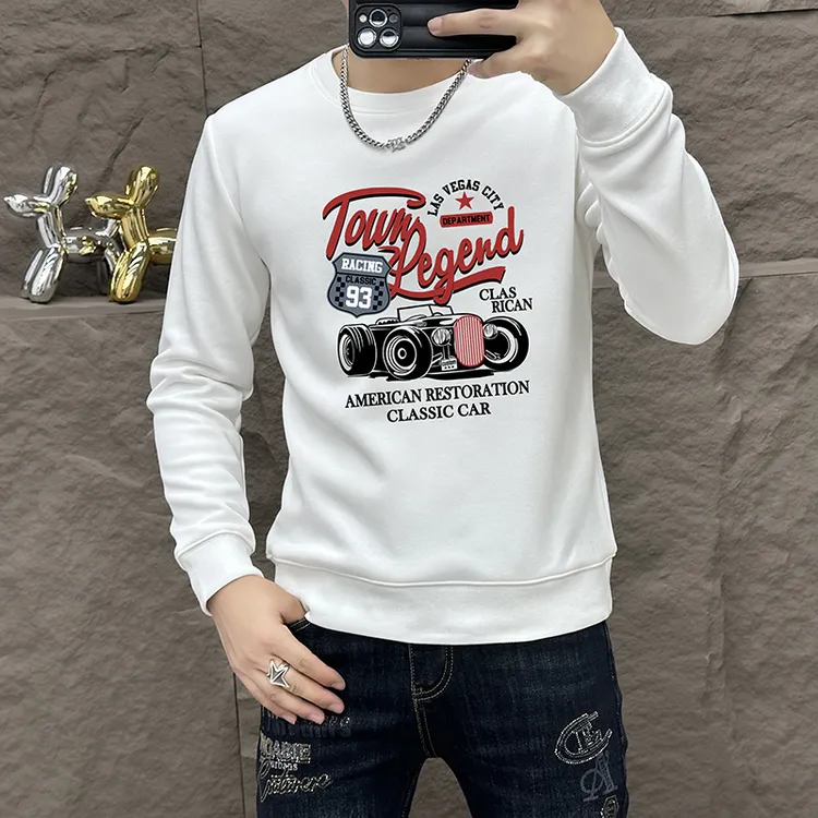 VARSACIVIP/瓦萨琪贵宾保暖圆领长袖男卫衣修身套头上衣加绒外套