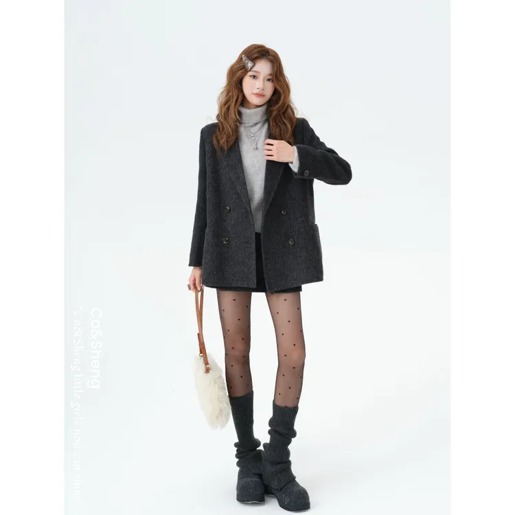云间廓影/重生小个子定制西装羊毛外套深灰色系时尚百搭气质