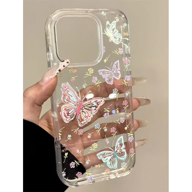 BANCA手绘小碎花蝴蝶适用iphone16/15手机壳苹果华为vivo小米oppo