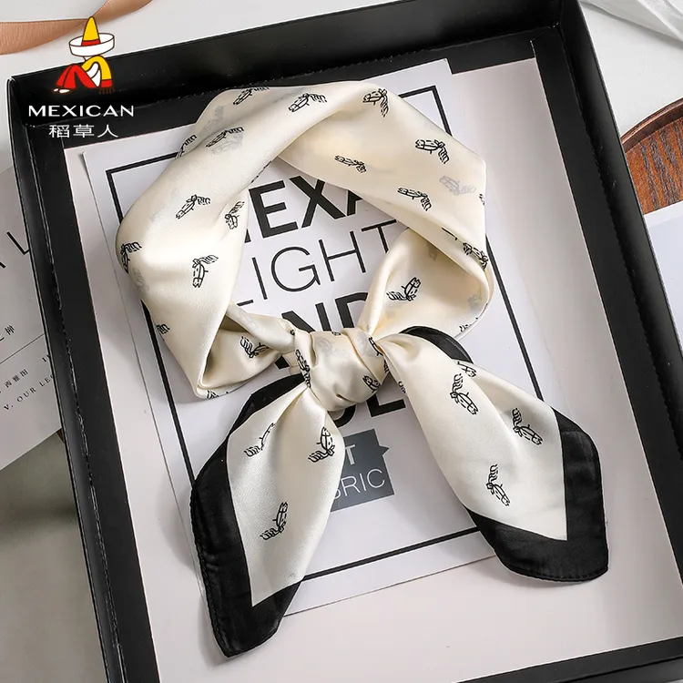 稻草人小丝巾春夏女方巾纱巾秋季2025新款搭配衬衫护颈脖子薄款