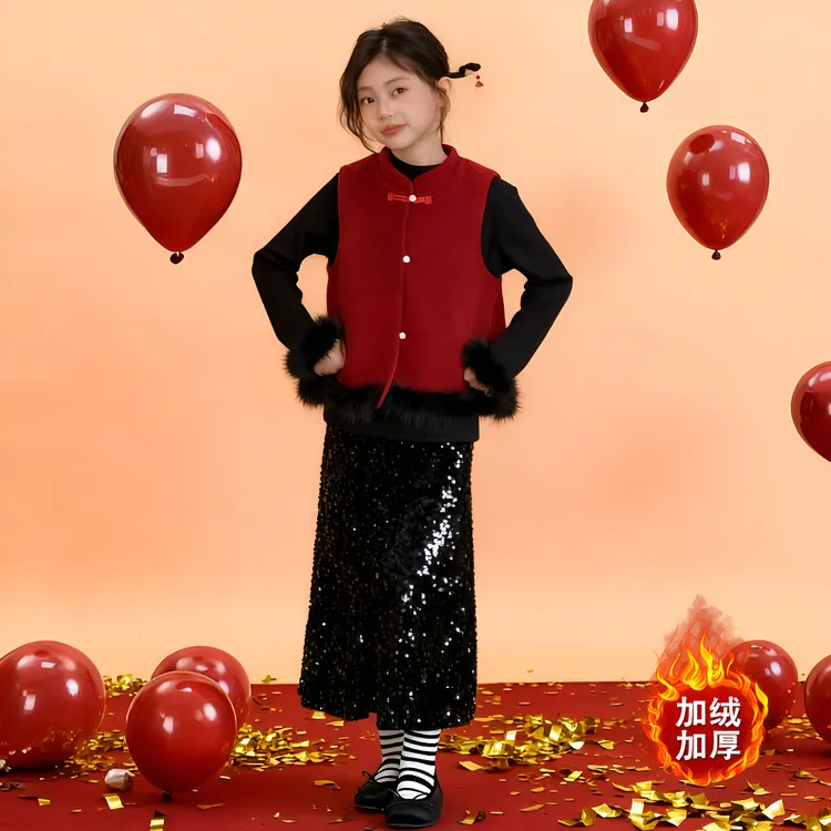 女童拜年服2025新款冬装新中式爆款新年衣服公主裙套装女孩过年服