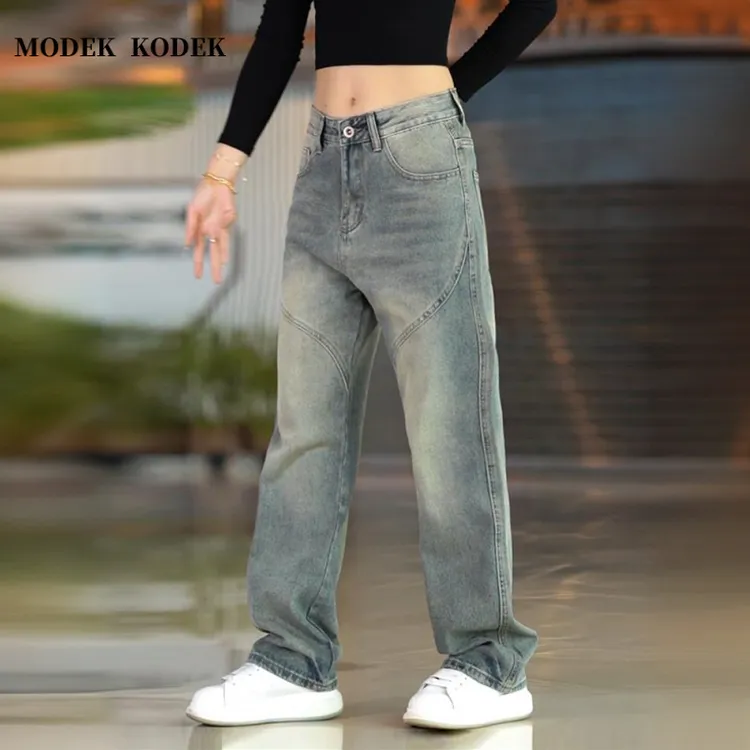 MODEK KODEK高端复古男士时尚水洗牛仔裤秋冬新款百搭宽松休闲裤