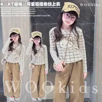 WOOkids8【格子猫咪】亲子兄妹童装高定长袖上衣 W25080402
