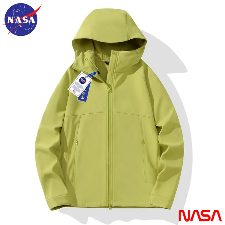 NASA联名户外潮牌软壳冲锋衣外套男女休闲运动防风防水连帽夹克