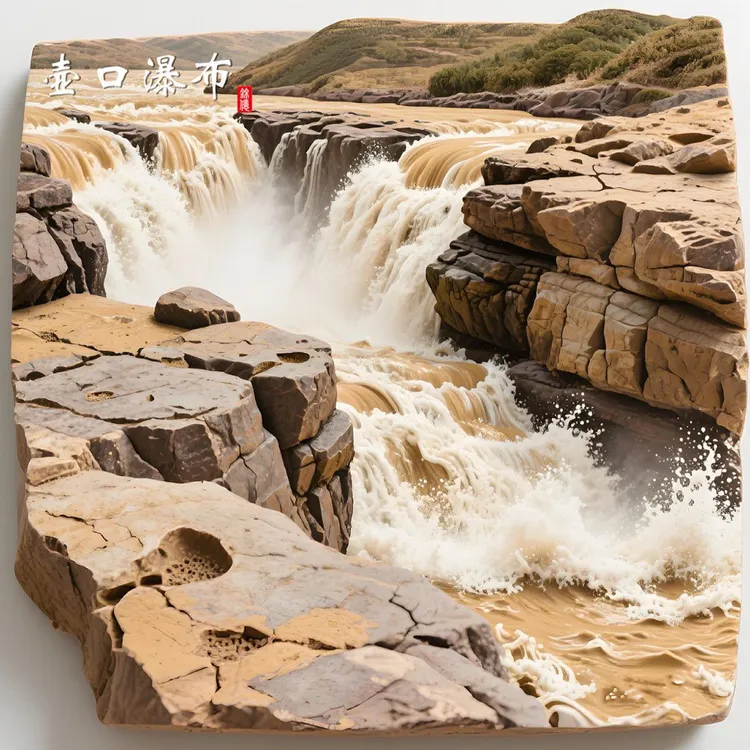 黄河壶口瀑布金属浮雕冰箱贴磁吸立体陕西旅游景点纪念品伴手礼