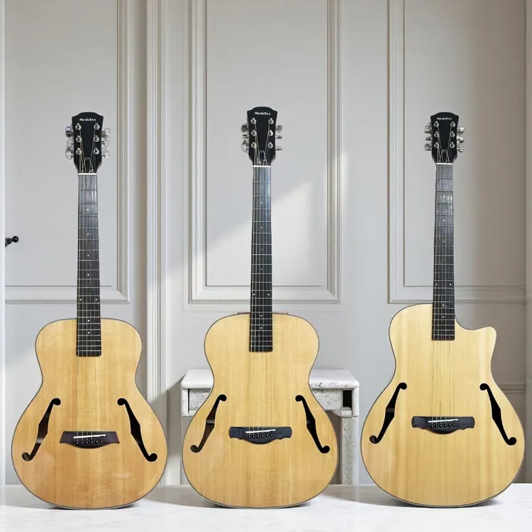 这款MusicBusF孔民谣吉他云杉单板F型音孔外观设计三个尺寸可选