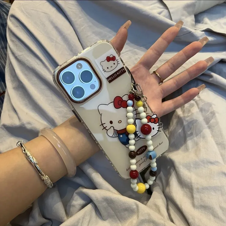 ins红围巾KT猫适用苹果17Pro手机壳iPhone16/15/14保护套13手链12