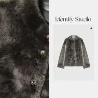 IDENTIFY冬季新款秋冬名媛贵妇感毛绒羊毛革外套上衣25AWG110150