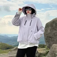 DC8160大码女装【户外冲锋衣】秋冬胖mm防风防水连帽宽松旅游登山服