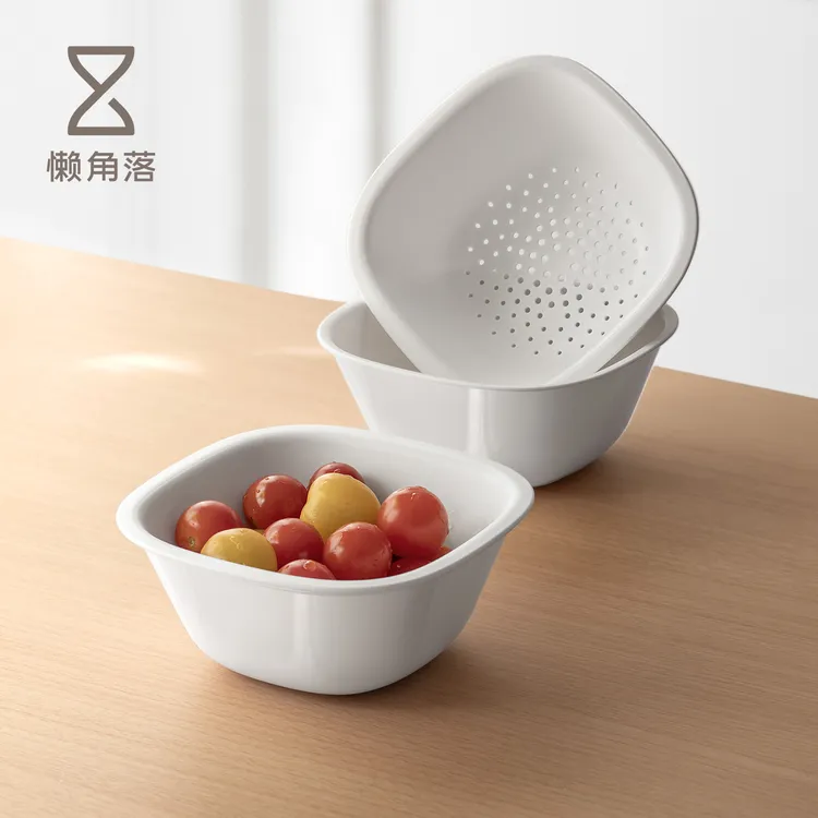 懒角落洗水果沥水篮迷你沥水盆家用厨房多功能客厅双层小果盘果篮
