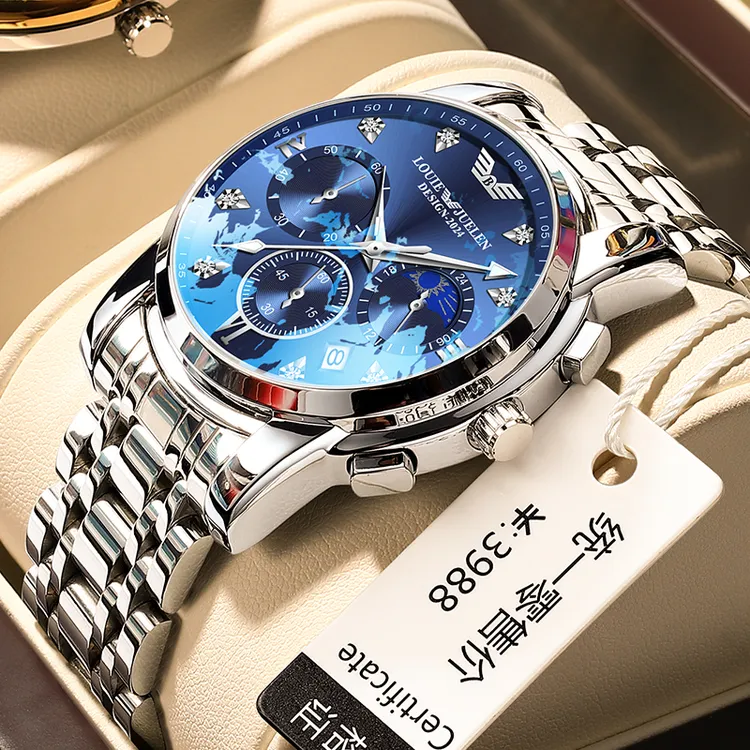  LOUIEJUELEN100%瑞士正品总裁系列男士时尚腕表 （CD）