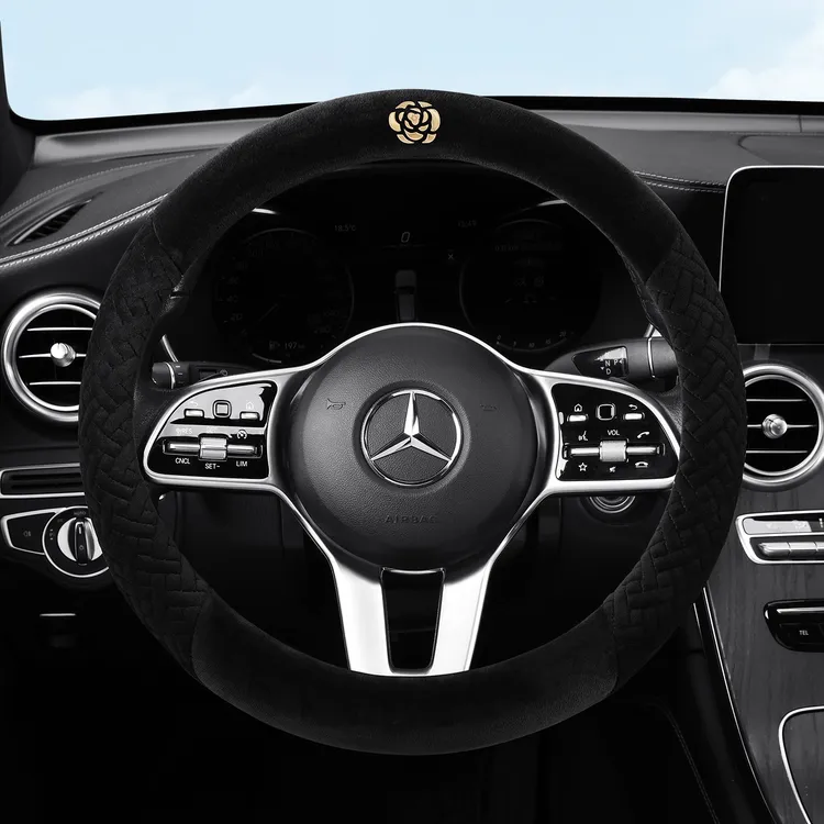 冬季汽车方向盘套防滑保暖毛绒通用型小香风汽车把套男女适用