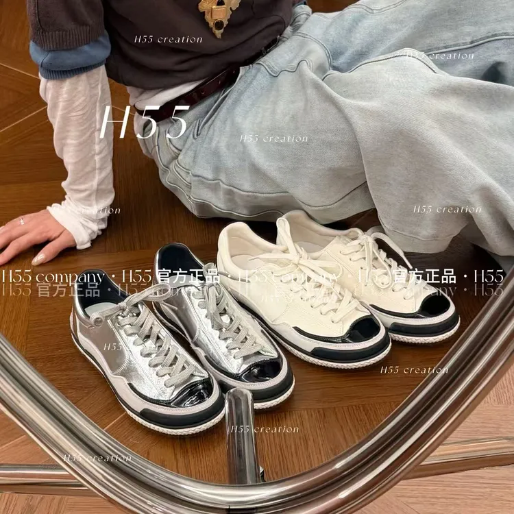 【傲娇美专属】H55女鞋26ss墨白山茶|纯净版香香小白鞋2.5cm35-3202