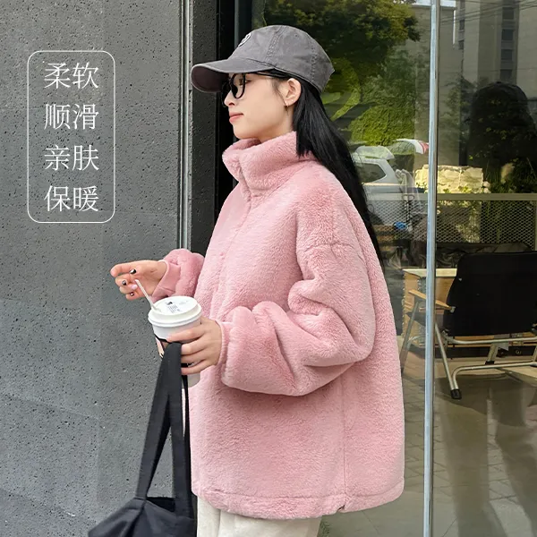 【现货+运险】毛毛加棉加厚套头宽松百搭美式卫衣极简风外套女