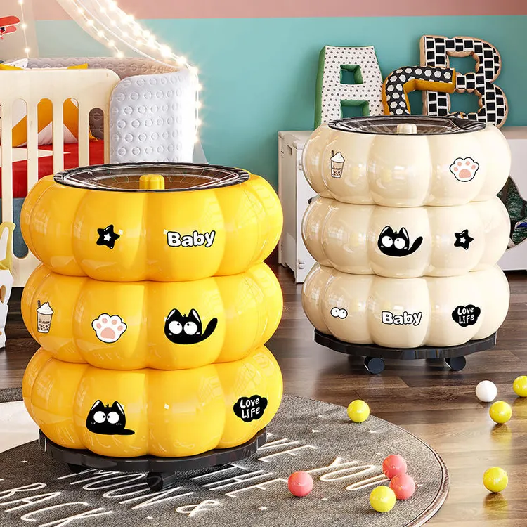 高颜值垃圾桶家用带盖滑轮可移动高级感厨房卧室卫生间垃圾收纳筒