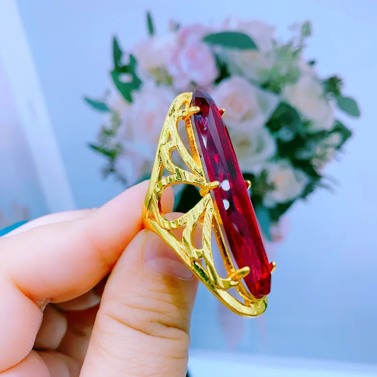 合金玻璃戒指 ئالتۇن پاسون سورۇنلۇق ئۈزۈك妈妈款戒指可调节大小