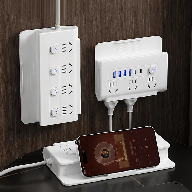 公正午纯铜插座带快充USB排插可爬墙多功能手机支架插排接线插板