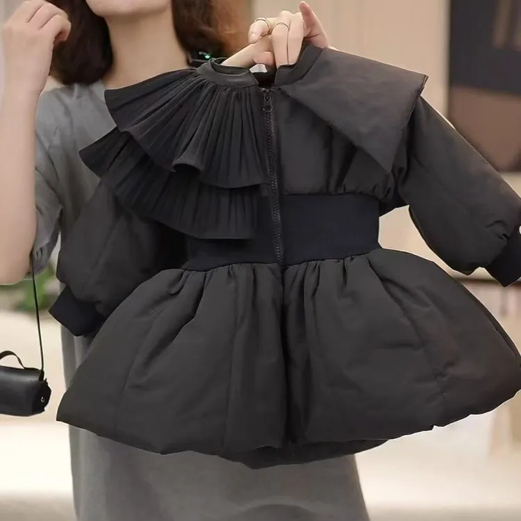 女童冬季新款棉服保暖休闲女宝宝公主风大披肩百搭洋气棉衣外套