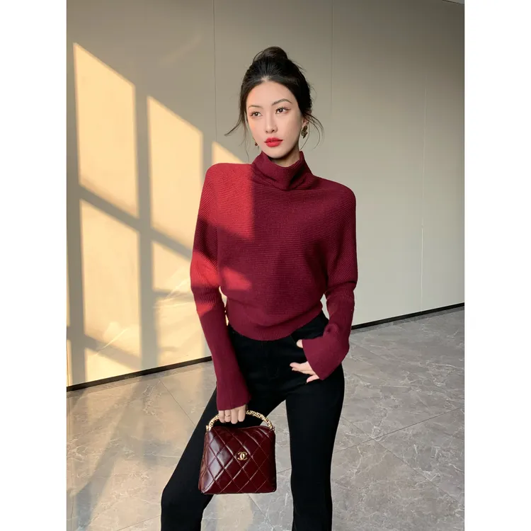 JIJINQI气质时尚针织上衣秋冬百搭长袖高领套头毛衣女JD01SMXL525