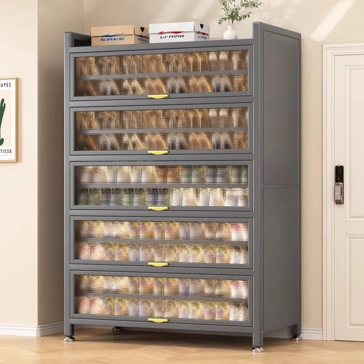 【魔物降世】玄关收纳柜钢制鞋柜入户门口一体靠墙大容量新款鞋架