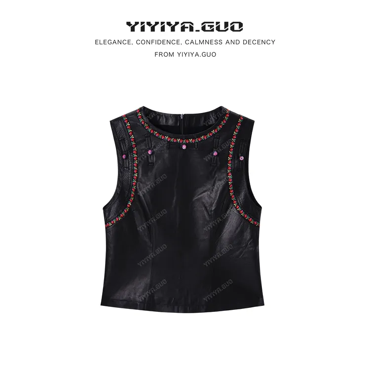 yiyiya.Guo艺艺吖【小时代】圆领奢雅显瘦无袖盘扣上衣2865SS52