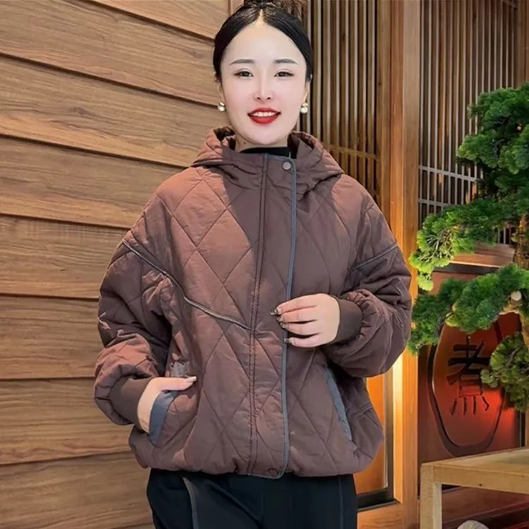 韩版爆款文艺风加棉加厚棉服女装2025冬季新款纯色棉袄保暖外套潮